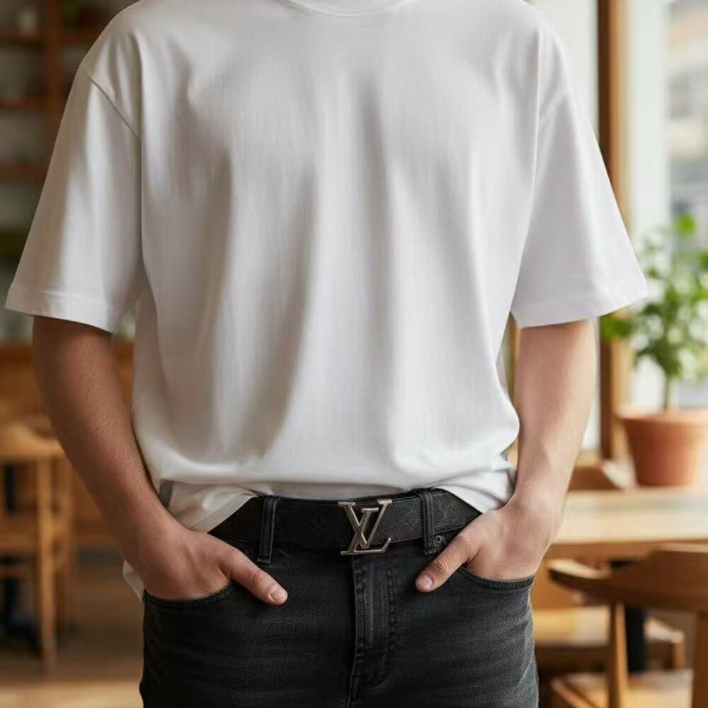 LV Belts 95cm fit for 30-34 Silver Logo - Picture 4 of 5